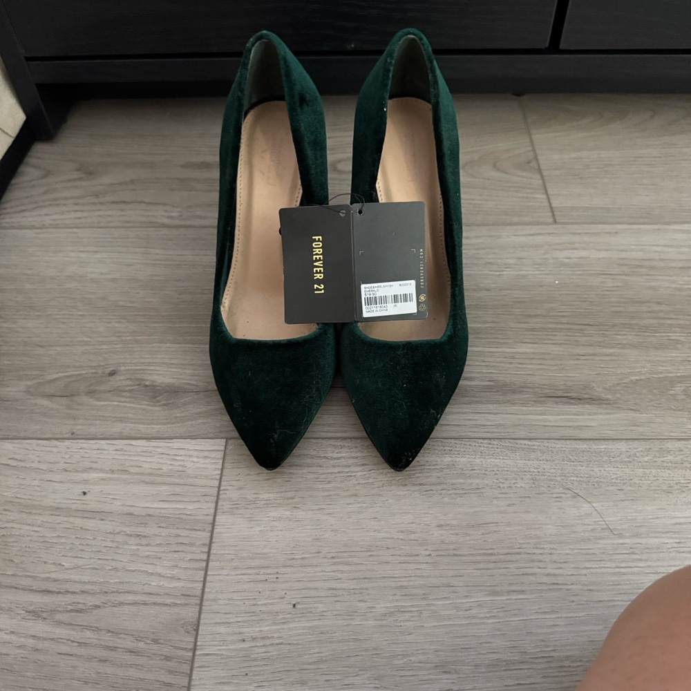 Forever 21 Dark Green Suede Heels